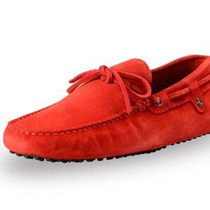 Tod's For Scuderia Ferrari Men's Red Suede Leather Car Shoes Loafers Shoes